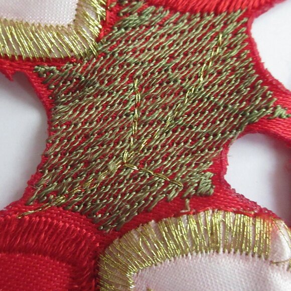 Poinsettia Satin Cut-Out Table Runner Embroidered Christmas 12" x 68" - Picture 8 of 10